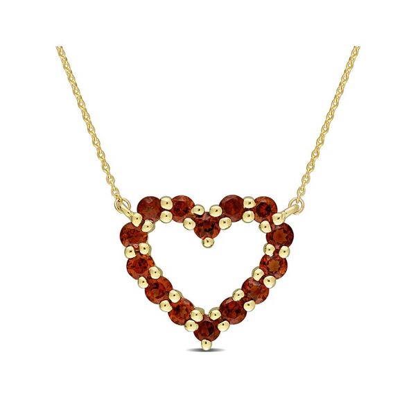 1.26 Carat (ctw) Garnet Heart Pendant Necklace in 10K Yellow Gold with Chain